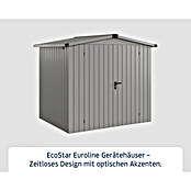 EcoStar Gerätehaus Euroline Trend ESD4 (Außenbreite inkl. Dachüberstand: 237 cm, Außentiefe inkl. Dachüberstand: 181 cm, Stahl, Graualuminium, Doppeltür) | BAUHAUS