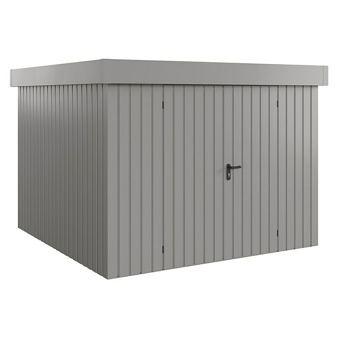 EcoStar Gerätehaus Euroline Trend EFD10 (Außenbreite inkl. Dachüberstand: 285 cm, Außentiefe inkl. Dachüberstand: 278 cm, Stahl, Graualuminium, Doppeltür) | BAUHAUS