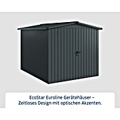 EcoStar Gerätehaus Euroline Trend ESD6 (Außenbreite inkl. Dachüberstand: 237 cm, Außentiefe inkl. Dachüberstand: 278 cm, Stahl, Anthrazitgrau, Doppeltür) | BAUHAUS