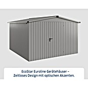 EcoStar Gerätehaus Euroline Trend ESD14 (Außenbreite inkl. Dachüberstand: 333 cm, Außentiefe inkl. Dachüberstand: 325 cm, Stahl, Graualuminium, Einzeltür) | BAUHAUS