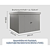 EcoStar Gerätehaus Euroline Trend EFD10 (Außenbreite inkl. Dachüberstand: 285 cm, Außentiefe inkl. Dachüberstand: 278 cm, Stahl, Graualuminium, Doppeltür) | BAUHAUS