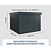 EcoStar Gerätehaus Euroline Trend EFD10 (Außenbreite inkl. Dachüberstand: 285 cm, Außentiefe inkl. Dachüberstand: 278 cm, Stahl, Anthrazitgrau, Einzeltür) | BAUHAUS