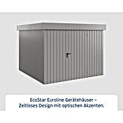 EcoStar Gerätehaus Euroline Trend EFD10 (Außenbreite inkl. Dachüberstand: 285 cm, Außentiefe inkl. Dachüberstand: 278 cm, Stahl, Graualuminium, Einzeltür) | BAUHAUS