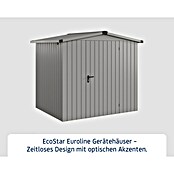EcoStar Gerätehaus Euroline Trend ESD4 (Außenbreite inkl. Dachüberstand: 237 cm, Außentiefe inkl. Dachüberstand: 181 cm, Stahl, Graualuminium, Einzeltür) | BAUHAUS