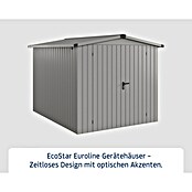 EcoStar Gerätehaus Euroline Trend ESD6 (Außenbreite inkl. Dachüberstand: 237 cm, Außentiefe inkl. Dachüberstand: 278 cm, Stahl, Graualuminium, Doppeltür) | BAUHAUS