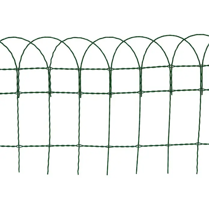 Floraworld Ziergitterzaun - 10 m x 40 cm, Moosgrün - Grüner Draht-Gartenzaun mit dekorativen Bogenabschnitten und Gittermuster.