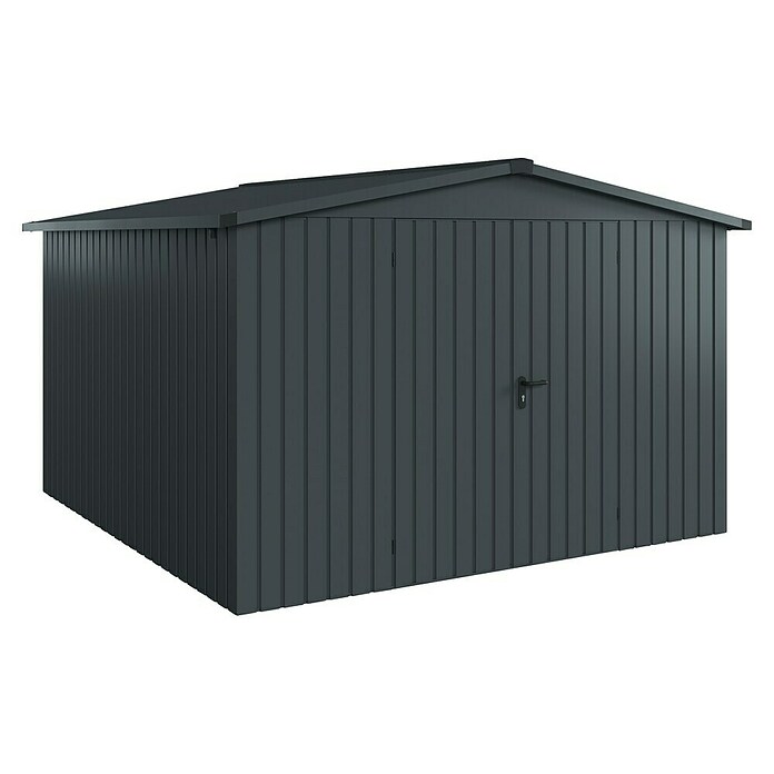 EcoStar Gerätehaus Euroline Trend ESD 14 (Außenbreite inkl. Dachüberstand: 333 cm, Außentiefe inkl. Dachüberstand: 325 cm, Stahl, Anthrazitgrau, Doppeltür) | BAUHAUS