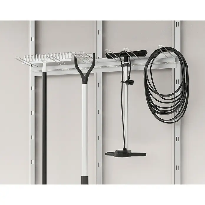 EcoStar Gerätehalter - L x B x H: 80 x 95 x 9 cm - Aufbewahrungslösung: Geräteleiste mit Haken für Gartengeräte wie Rechen, Pumpe und Kabel, ideal für Garage oder Abstellraum.