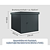 EcoStar Gerätehaus Euroline Trend EFD6 (Außenbreite inkl. Dachüberstand: 237 cm, Außentiefe inkl. Dachüberstand: 278 cm, Stahl, Anthrazitgrau, Einzeltür) | BAUHAUS