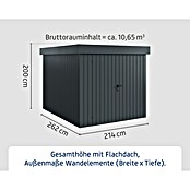 EcoStar Gerätehaus Euroline Trend EFD6 (Außenbreite inkl. Dachüberstand: 237 cm, Außentiefe inkl. Dachüberstand: 278 cm, Stahl, Anthrazitgrau, Doppeltür) | BAUHAUS
