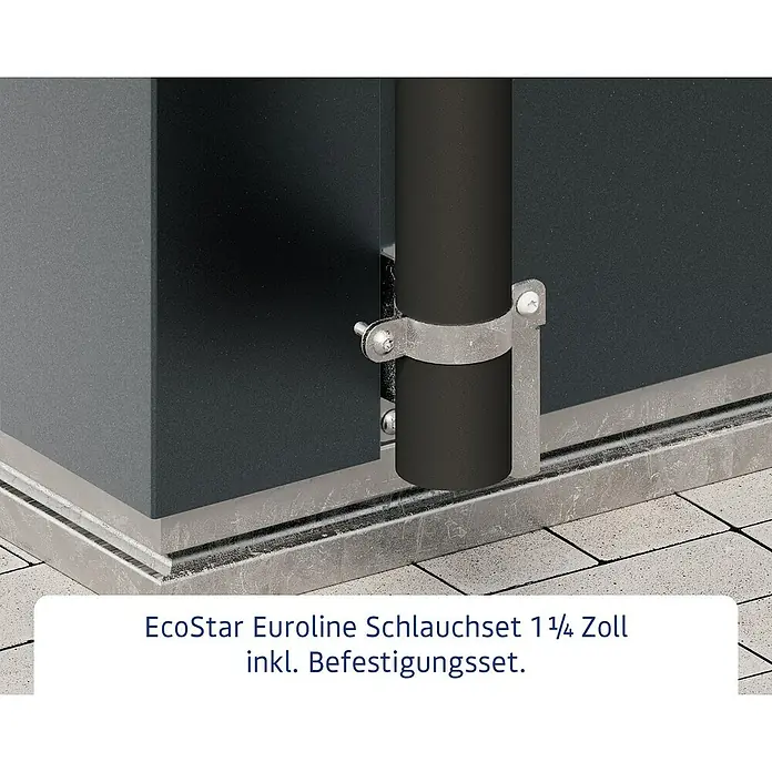 EcoStar Schlauch-Set - Länge: 4 cm - EcoStar Euroline Schlauchset 1 1/4 Zoll inkl. Befestigungsset, zur Verbindung von Regentonnen und Zubehör.