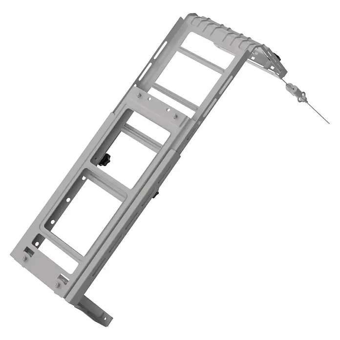 Midea Universalhalterung PortaSplit für Dachfenster & französischer Balkon - 45,8 cm - Grauer Metallrahmen mit rechteckigen Aussparungen, der ein modulares Design für vielseitige Anwendungen zeigt. Perfekt für industrielle Projekte.