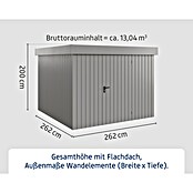 EcoStar Gerätehaus Euroline Trend EFD10 (Außenbreite inkl. Dachüberstand: 285 cm, Außentiefe inkl. Dachüberstand: 278 cm, Stahl, Graualuminium, Einzeltür) | BAUHAUS