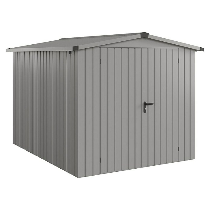EcoStar Gerätehaus Euroline Trend ESD6 (Außenbreite inkl. Dachüberstand: 237 cm, Außentiefe inkl. Dachüberstand: 278 cm, Stahl, Graualuminium, Doppeltür) | BAUHAUS