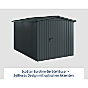 EcoStar Gerätehaus Euroline Trend ESD7 (Außenbreite inkl. Dachüberstand: 237 cm, Außentiefe inkl. Dachüberstand: 325 cm, Stahl, Anthrazitgrau, Einzeltür) | BAUHAUS