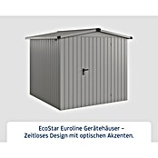 EcoStar Gerätehaus Euroline Trend ESD5 (Außenbreite inkl. Dachüberstand: 237 cm, Außentiefe inkl. Dachüberstand: 229 cm, Stahl, Graualuminium, Einzeltür) | BAUHAUS