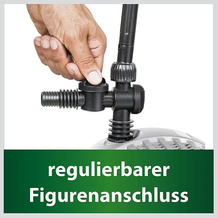 Heissner Teichpumpen-Set Aqua Jet Eco - 9 -tlg., Fördermenge pro Std.: 2.500 l - Hand verstellt schwarzen, verstellbaren Kunststoffanschluss für Bewässerungssystem.