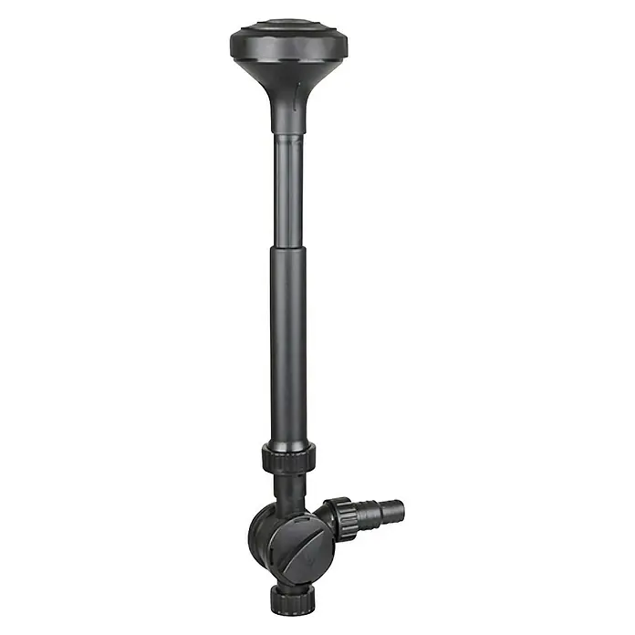 Heissner Teichpumpen-Set Aqua Jet Eco - 9 -tlg., Fördermenge pro Std.: 2.500 l - Dunkelgraues Springbrunnenpumpenrohr mit Glockendüse und Durchflussregelventil.