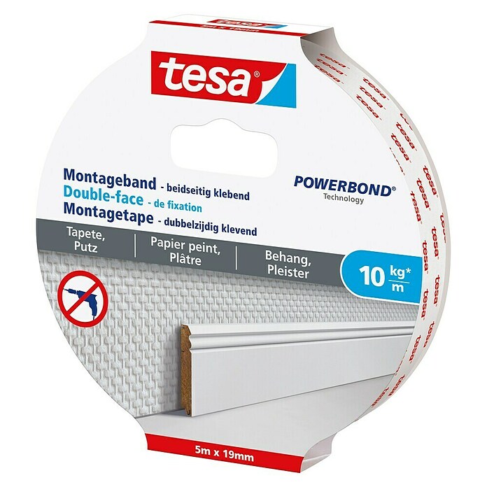 Tesa Powerbond Montageband für Tapete und Putz (L x B: 5 m x 19 mm) | BAUHAUS