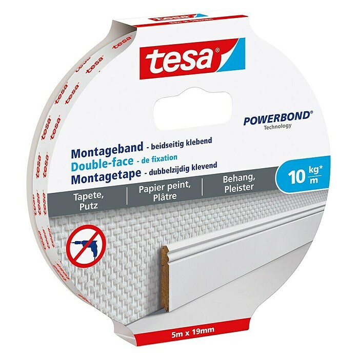 Tesa Powerbond Montageband für Tapete und Putz (L x B: 5 m x 19 mm) | BAUHAUS