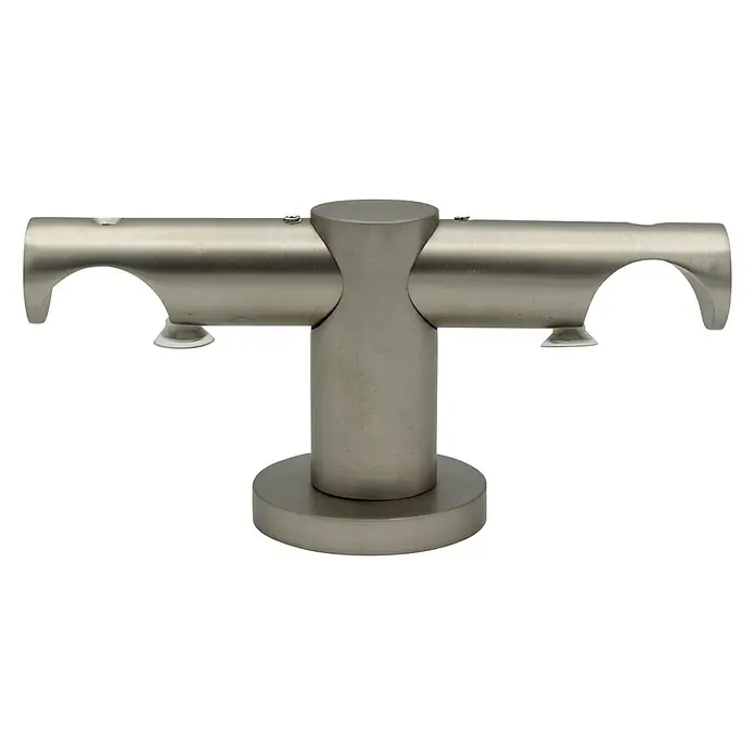 Expo Ambiente Deckenträger Urban - Edelstahloptik, Geeignet für: Gardinenstangen Ø 25 mm, Anzahl Läufe: 2 Stk. - Metallene Doppelgardinenstange mit Halterung für eine elegante Fensterdekoration. Die robuste Ausführung sorgt für sicheren Halt und stilvolles Ambiente.