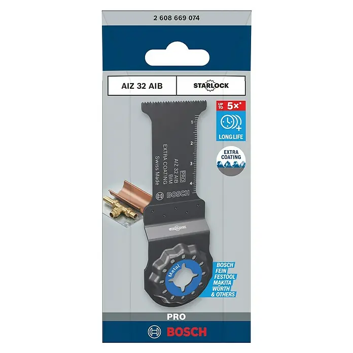 Bosch Professional Hoja de sierra de inmersión AIZ 32 AIB - 40 x 32 mm, Apto para: Metal - Hoja de sierra oscilante Bosch AIZ 32 AIB Starlock para metal con recubrimiento adicional para una larga vida útil.