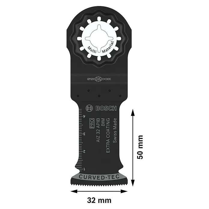 Bosch Professional Hoja de sierra de inmersión AIZ 32 APIB - 50 x 32 mm, Madera / metal / plástico - La hoja de sierra oscilante Bosch AIZ 32 APB BIM con montaje Starlock, ideal para aplicaciones multi-material y cortes de inmersión precisos.