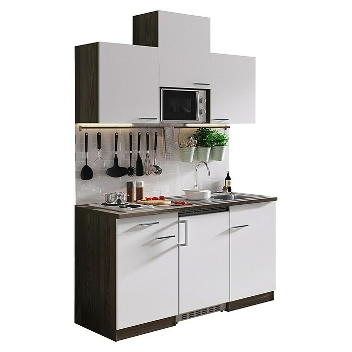 Respekta Singleküche KB150EYWMI (H x B x T: 200 x 150 x 60 cm, Elektrokochfeld mit Kochplatten, Weiß) | BAUHAUS