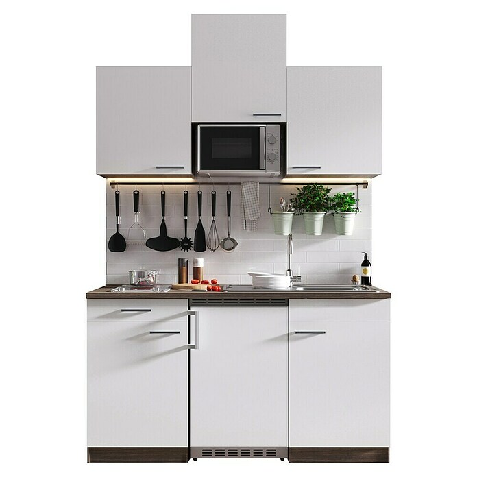 Respekta Singleküche KB150EYWMIC (H x B x T: 200 x 150 x 60 cm, Glaskeramikkochfeld, Weiß) | BAUHAUS