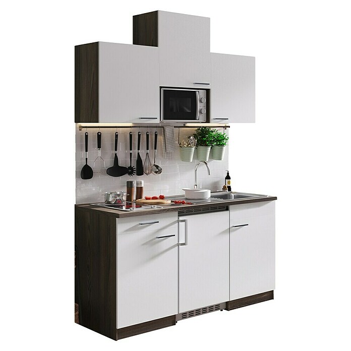 Respekta Singleküche KB150EYWMIC (H x B x T: 200 x 150 x 60 cm, Glaskeramikkochfeld, Weiß) | BAUHAUS
