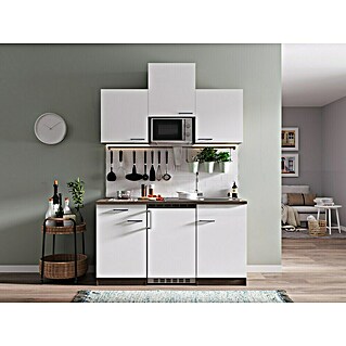 Respekta Singleküche KB150EYWMIC (H x B x T: 200 x 150 x 60 cm, Glaskeramikkochfeld, Weiß)