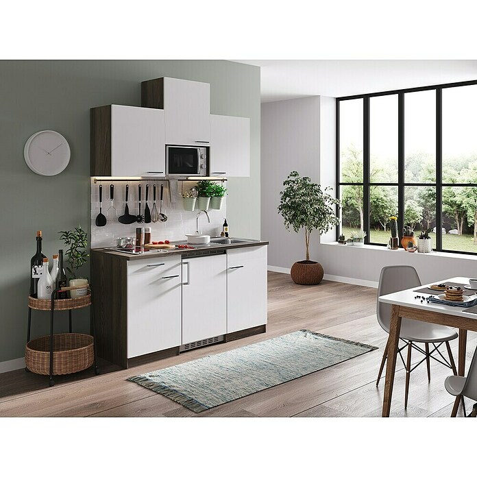 Respekta Singleküche KB150EYWMIC (H x B x T: 200 x 150 x 60 cm, Glaskeramikkochfeld, Weiß) | BAUHAUS