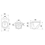 Taza de WC suspendida Pisa (Sin borde de descarga, Forma de descarga: Por separado, Salida WC: Horizontal, Blanco, Brillante) | BAUHAUS