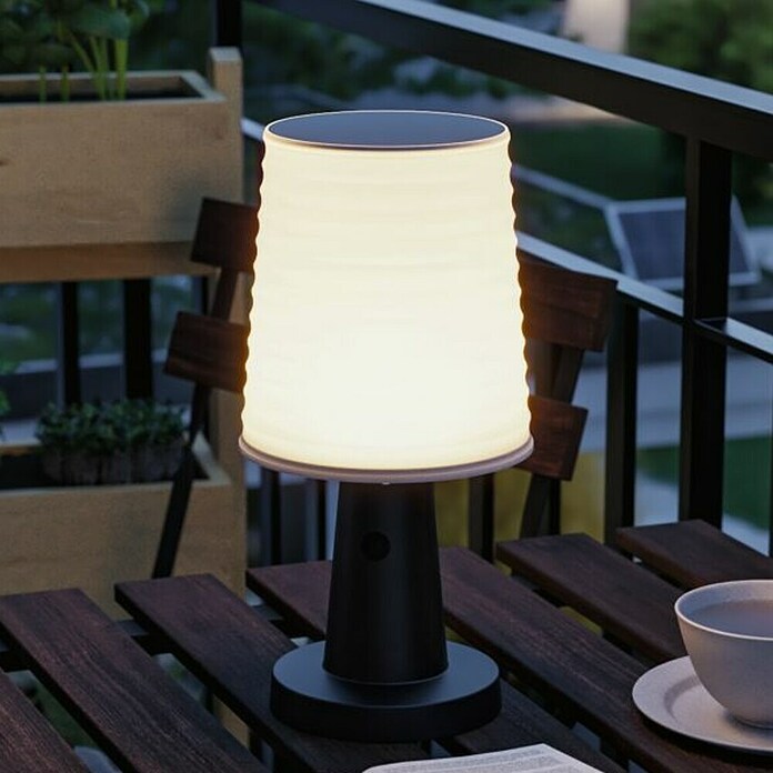 Paulmann Lámpara de sobremesa solar Ilanga (Potencia máx. del sistema: 32 W, Gris/ Blanco) | BAUHAUS