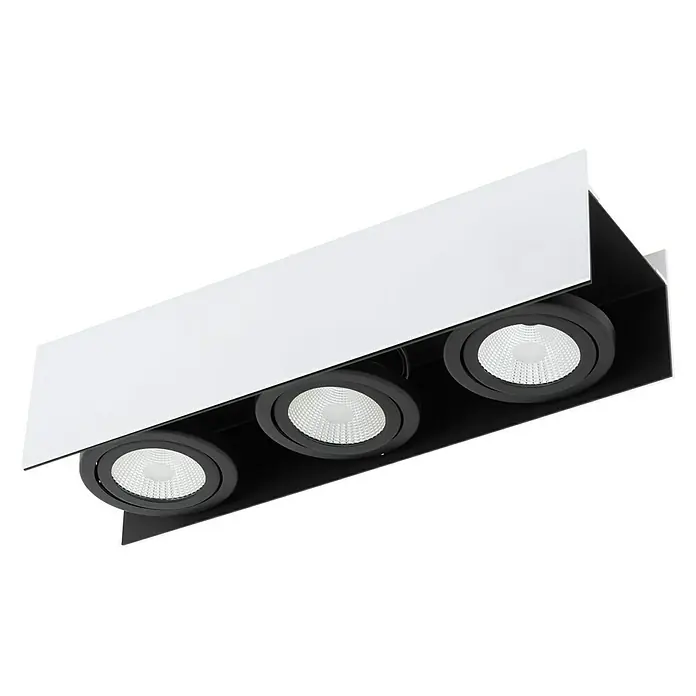 Eglo LED-Deckenstrahler Vidago - L x B x H: 46,5 x 13 x 11 cm, Schwarz, Weiß, 3 Stk. - Moderne weiße Deckenleuchte mit drei schwarzen Strahlern, die elegantes Design und effiziente Beleuchtung vereint.