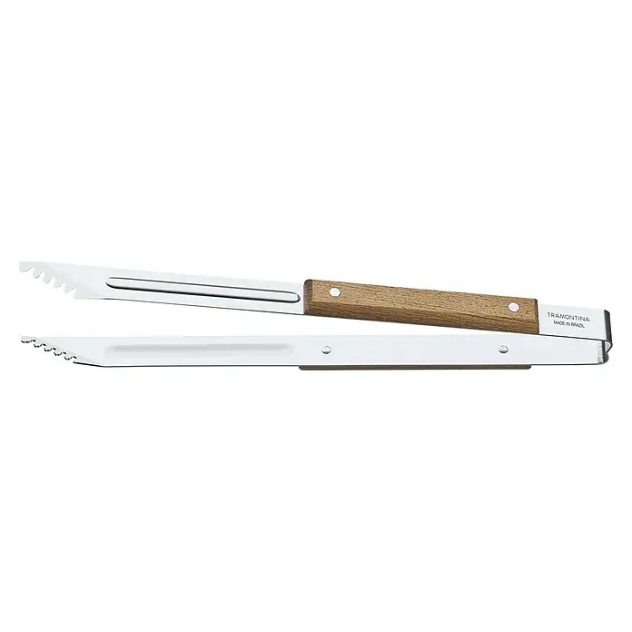 Tramontina Grillzange - Länge: 37,5 cm - Grillzange aus Edelstahl mit Holzgriff von Tramontina, perfekt für Grillliebhaber, mit "Made in Brazil" Gravur.