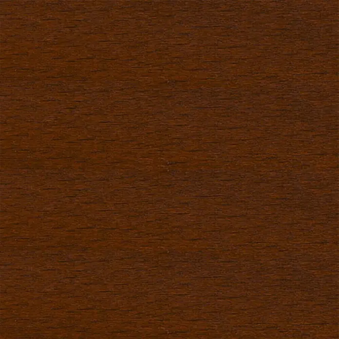 Clou Holzbeize Pulverbeize - Eiche Dunkel, 12 g, Geeignet für: Alle Holzarten - Detailaufnahme einer polierten, dunkelbraunen Holzoberfläche, die die feine Maserung und warme Farbe des Materials hervorhebt.