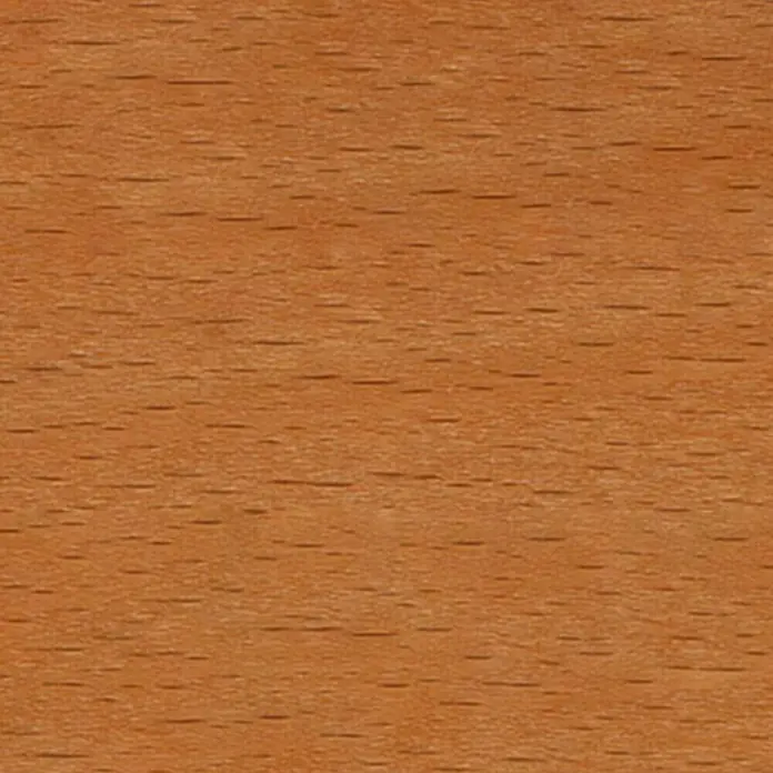 Clou Holzbeize Pulverbeize - Birnbaum, 5 g, Geeignet für: Alle Holzarten - Nahaufnahme eines Holzfurniers mit einer feinen Maserung in einem warmen, rötlichen Farbton. Perfekt für Möbel und Innenausbau.