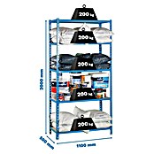 Simonrack Maderclick Metall-Schwerlastregal Maderclick Super Plus (L x B x H: 50 x 110 x 200 cm, Traglast: 150 kg/Boden, Anzahl Böden: 5 Stk., Blau)