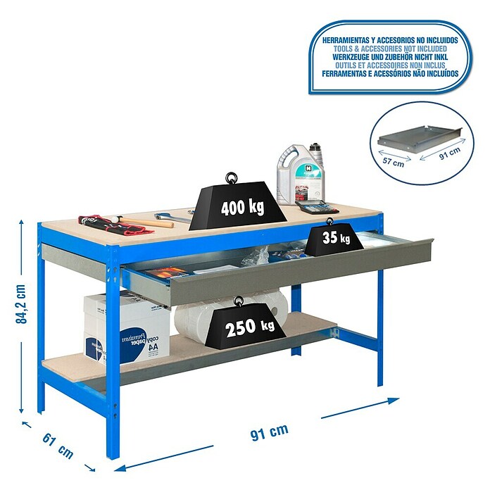 Simonrack Simonwork Werkbank (L x B x H: 61 x 91 x 84,2 cm, Blau)