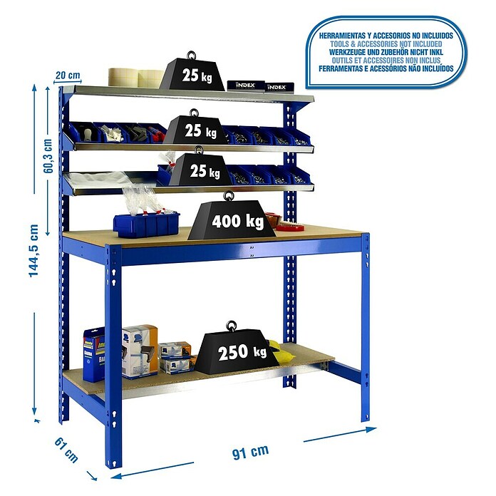 Simonrack Simonwork Werkbank (L x B x H: 91 x 61 x 144,5 cm, Blau)