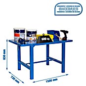 Simonrack Simonwork Banco de trabajo BT6 (L x Al: 73 x 83 cm, Ancho: 150 cm, Azul)