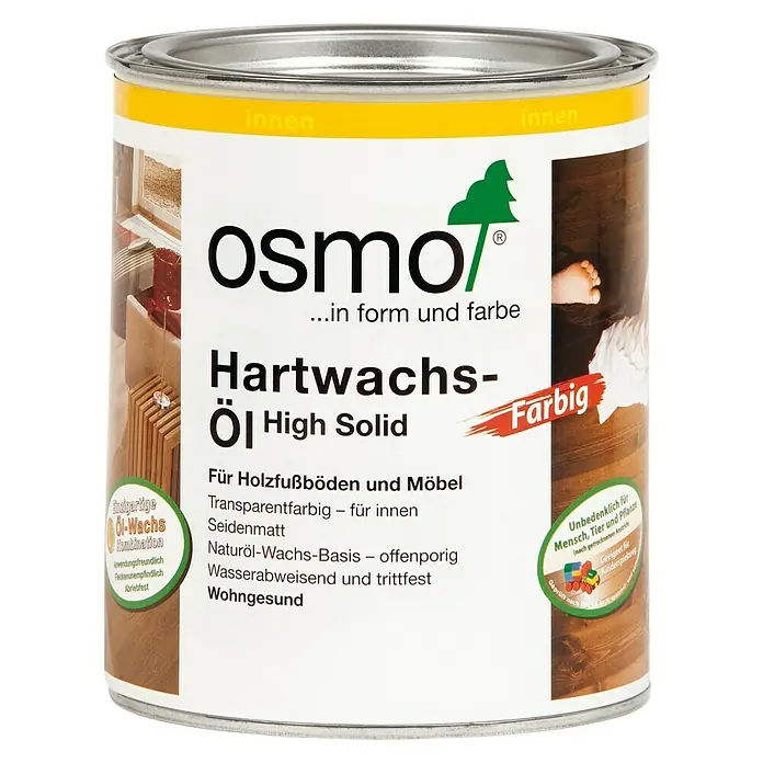 Osmo High Solid Hartwachsöl Farbig 3074 - Graphit, 750 ml, Seidenmatt - Dose Osmo Hartwachs-Öl High Solid für Holzfußböden und Möbel, farbig, transparent, seidenmatt, hergestellt auf Naturöl-Wachs-Basis.