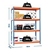 Simonrack Simontaller Metall-Schwerlastregal (L x B x H: 60 x 120 x 200 cm, Traglast: 400 kg/Boden, Anzahl Böden: 4 Stk.)