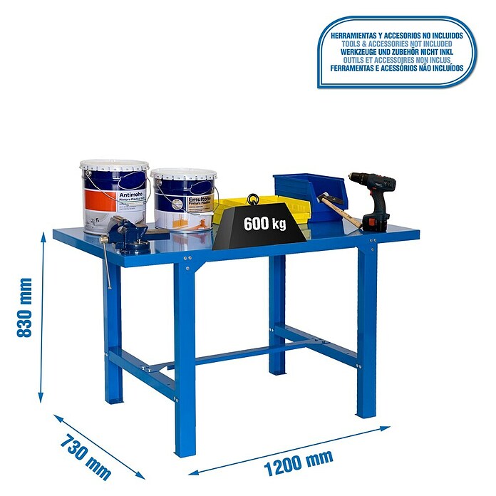 Simonrack Simonwork Werkbank (L x H: 73 x 83 cm, Breite: 120 cm, Blau)