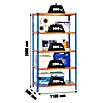 Simonrack Metall-Schwerlastregal Simonclick SuperPlus (L x B x H: 110 x 50 x 200 cm, Traglast: 180 kg/Boden, Anzahl Böden: 5 Stk., Stecken, Blau/Orange)