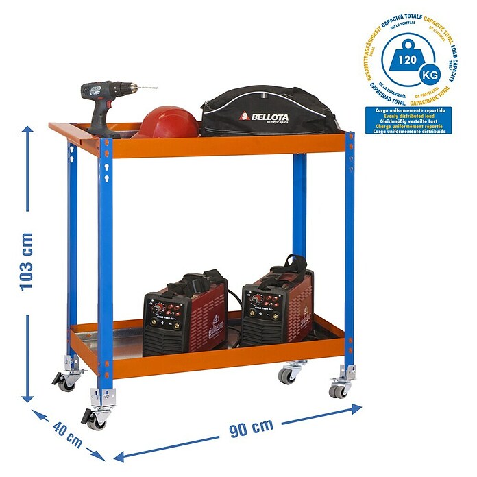 Simonrack Werkstattrollwagen Simonwork (L x B x H: 40 x 90 x 103 cm, Metall, Blau/Orange)