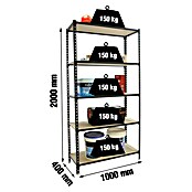 Simonrack Metall-Schwerlastregal Maderclick Plus (L x B x H: 40 x 100 x 200 cm, Traglast: 150 kg/Boden, Anzahl Böden: 5 Stk., Anthrazitgrau)