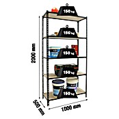 Simonrack Metall-Schwerlastregal Maderclick Plus (L x B x H: 50 x 100 x 200 cm, Traglast: 150 kg/Boden, Anzahl Böden: 5 Stk., Anthrazitgrau)