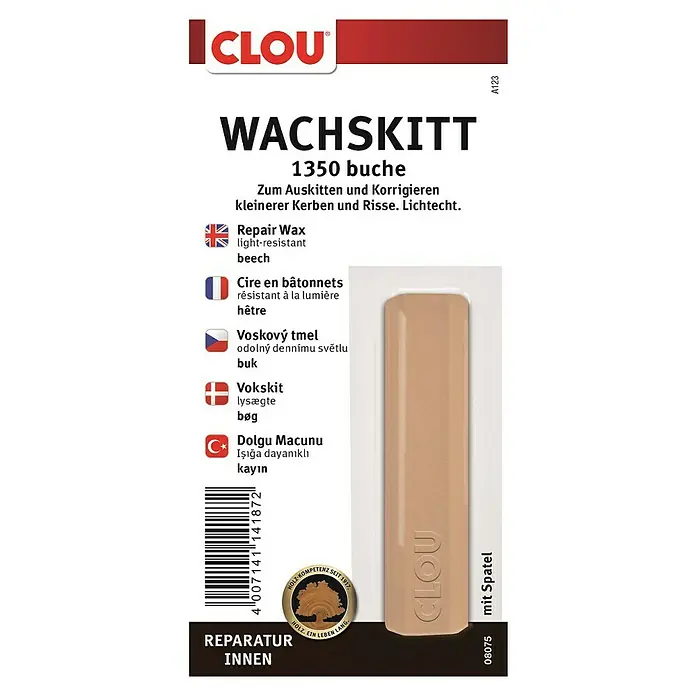Clou Wachskittstange - Buche - CLOU Wachskitt 1350 Buche zur Reparatur von Holzoberflächen im Innenbereich, ideal zum Ausbessern kleinerer Kerben und Risse.